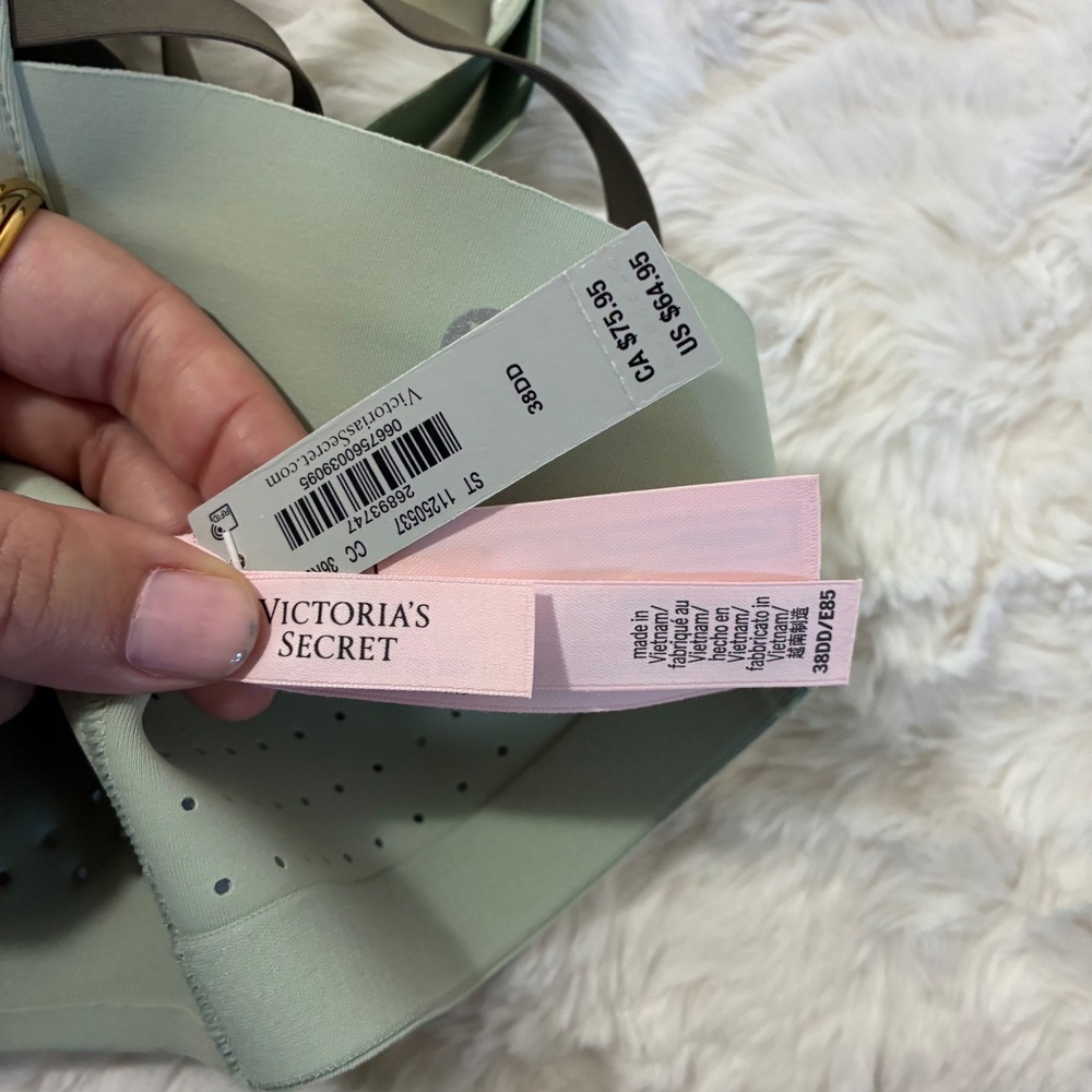 Victoria's Secret Sport Featherweight Max High Support Zip Front Bra 38DD Green - Picture 3 of 4